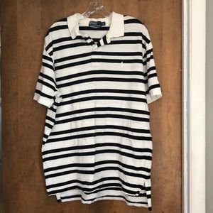 Striped polo shirt sleeve